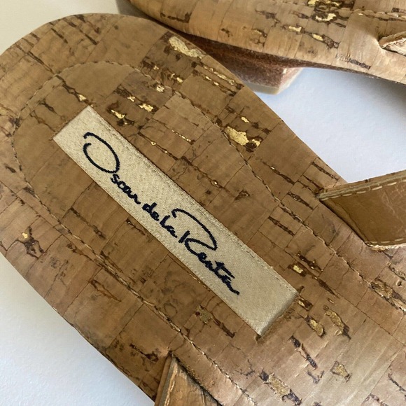 Oscar De La Renta Sandal Thong Slip On Flip Flop Flat Cork Embellished B… - Picture 4 of 8